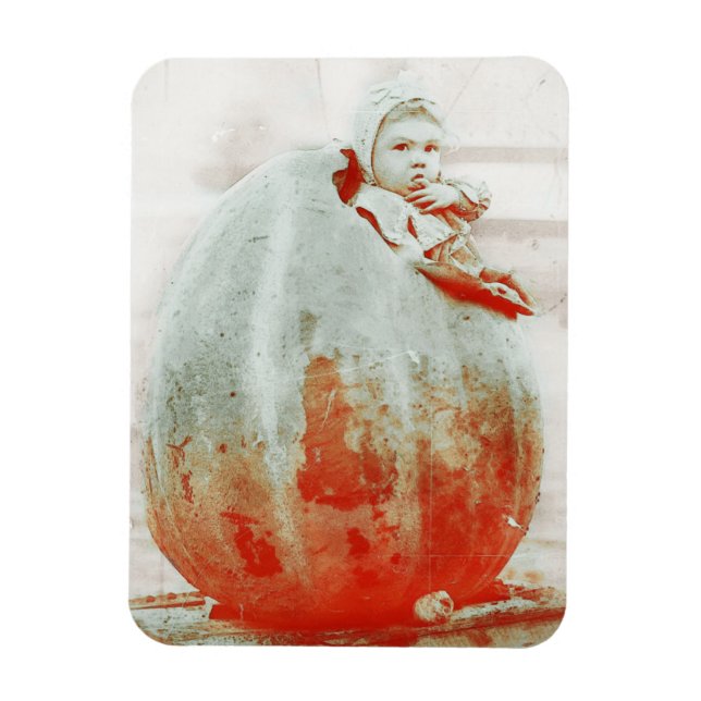 Íman Vintage Child in a Giant Pumpkin (Vertical)