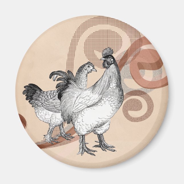 Íman Vintage Cochin Chickens (Frente)