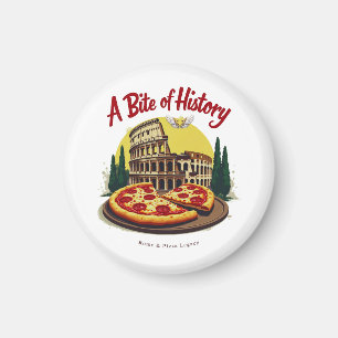 Íman Vintage Colosseum Roma & Neapolitan Pizza Art