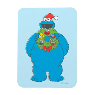 Íman Vintage Cookie Monster Wreath de Natal