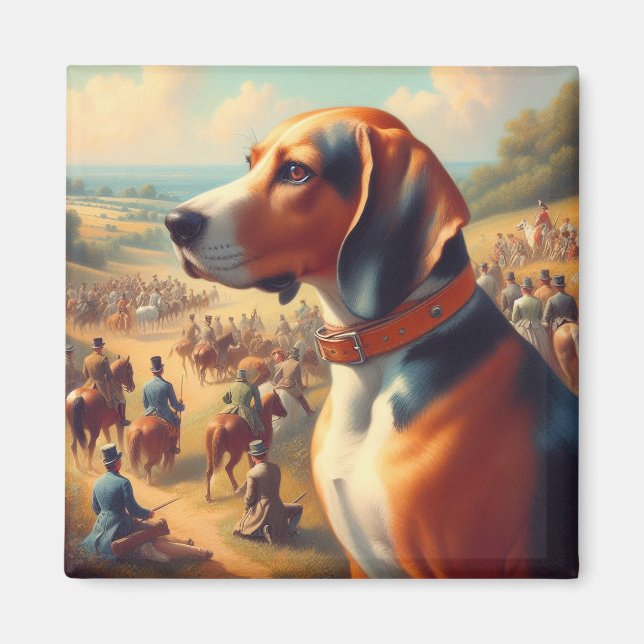 Íman Vintage Coonhound Dog Painting (Frente)