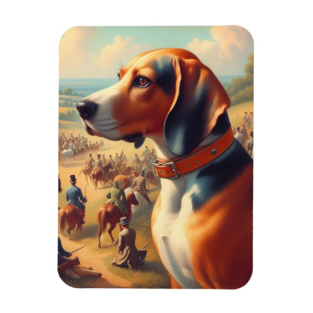 Íman Vintage Coonhound Dog Painting (Vertical)