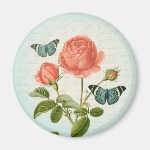 Íman Vintage cor-de-rosa & ímã feminino floral da