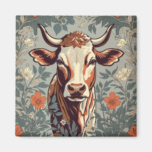 Íman Vintage Cow William Morris Inspirou Floral