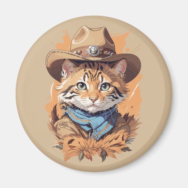 Íman Vintage Cowboy Kitten Design (Frente)