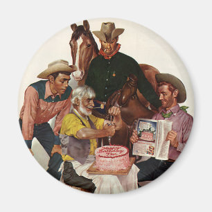 Íman Vintage Cowboys, Feliz Festa de Aniversário