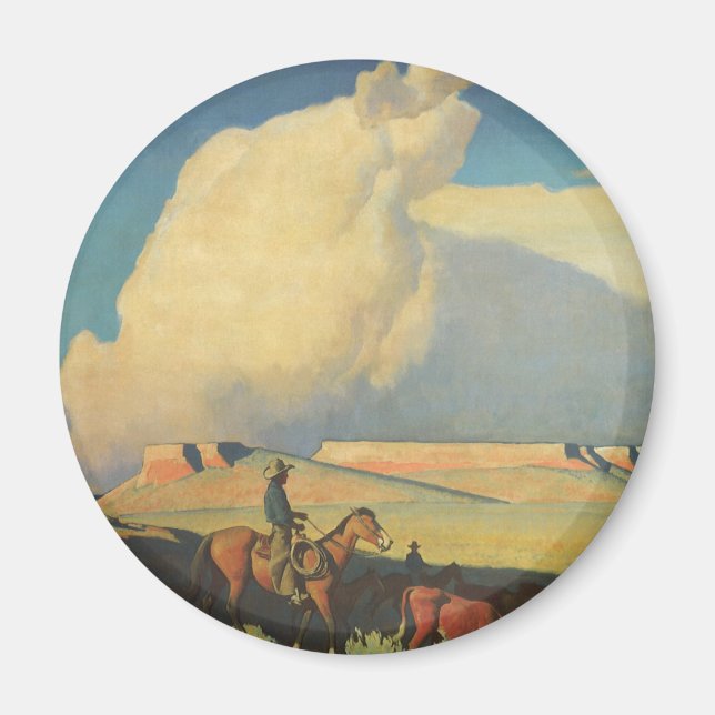 Íman Vintage Cowboys, Open Range por Maynard Dixon (Frente)