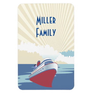 Íman Vintage Cruise Navio Ilustração do marcador da por
