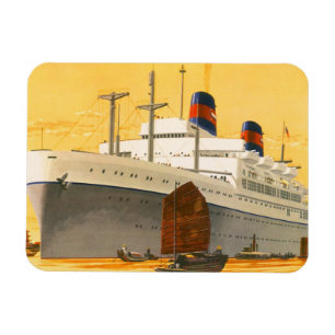 Íman Vintage Cruise Ship to Orient with Junks Boats