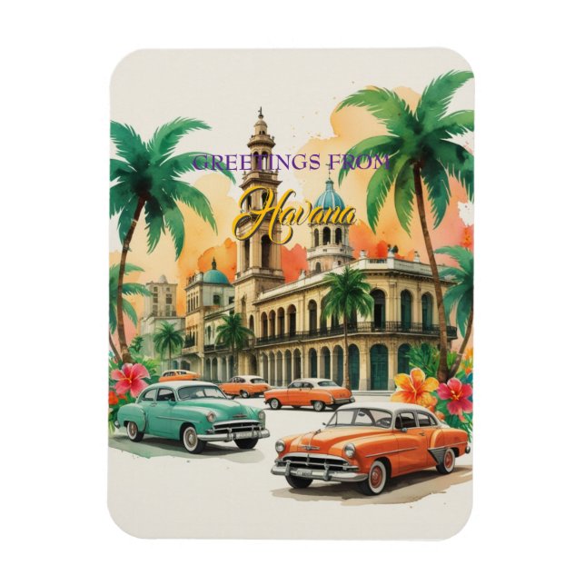 Íman Vintage Cuba Viagem - Saudações De Havana (Vertical)