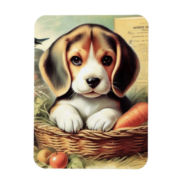 Íman Vintage Cute Beagle Puppy (Vertical)