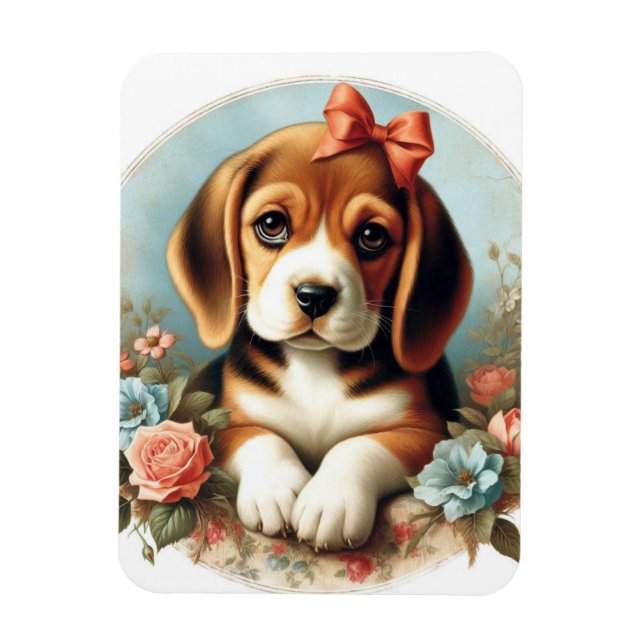 Íman Vintage Cute Beagle Puppy (Vertical)