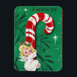 Íman Vintage Cute Christmas Baby Angel Em Uma Canela De<br><div class="desc">Vintage Bonita Anjo De Natal Em Uma Caneta De Doces.</div>