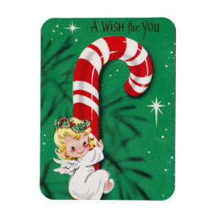 Íman Vintage Cute Christmas Baby Angel Em Uma Canela De