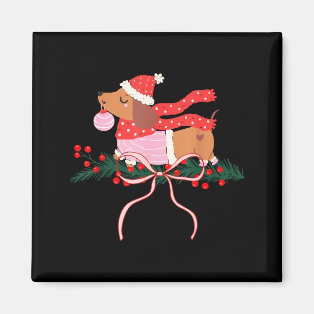 Íman Vintage Cute Dachshund Christmas Wiener Dog Lover  (Frente)