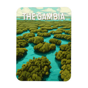 Íman Vintage da Viagem de Ilustração da Gâmbia