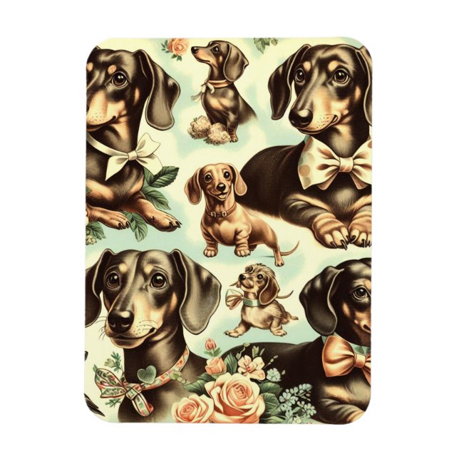 Íman Vintage Dachshund Seamless (Vertical)