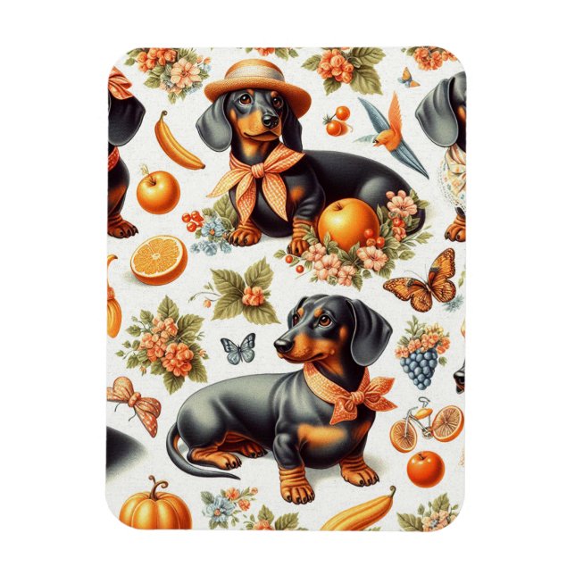 Íman Vintage Dachshund Seamless (Vertical)
