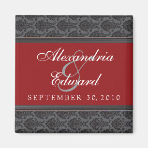 Íman Vintage Damask Cranberry Casamento Favor Magnet