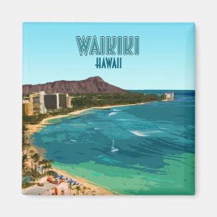 Íman Vintage de Honolulu Oahu Havaí da praia de Waikik
