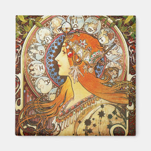 Íman Vintage de Nouveau da arte do zodíaco da pena do