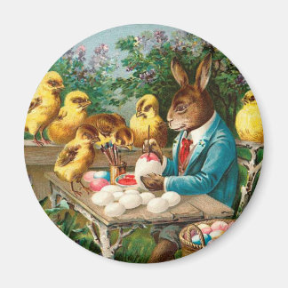Íman Vintage de Ovos de Páscoa com Pintura de Coelhinho