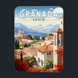 Íman Vintage de Viagem de Espanha de Granada<br><div class="desc">Granada retro vetor viagem design. Granada é uma cidade na região Andaluzia,  do sul da Espanha,  nos sopés das montanhas de Sierra Nevada.</div>