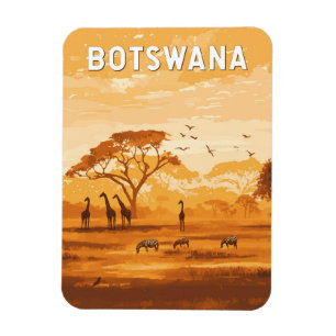 Íman Vintage de Viagem de ilustração do Botswana