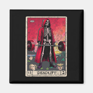 Íman Vintage Deadlifo Skeleton Halloween Gym Piada Weig