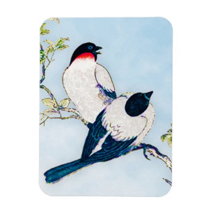 Íman Vintage - Desenho de Tinta Japonesa das Finches