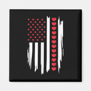 Íman Vintage Dia de os namorados American Flag Hearts M