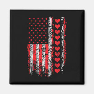 Íman Vintage Dia de os namorados American Flag Hearts M