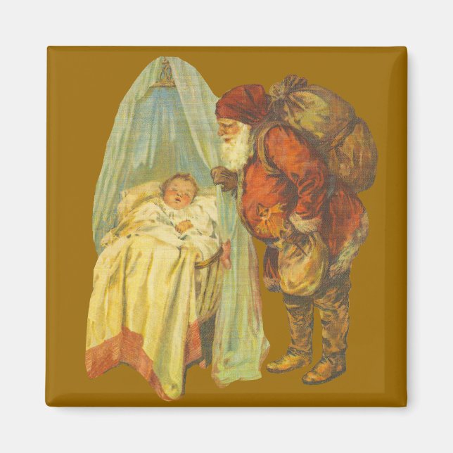 Íman Vintage do Natal do Baby Santa Clause (Frente)