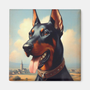 Íman Vintage Doberman Painting