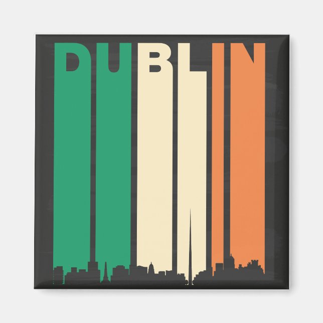 Íman Vintage Dublin Cityscape (Frente)