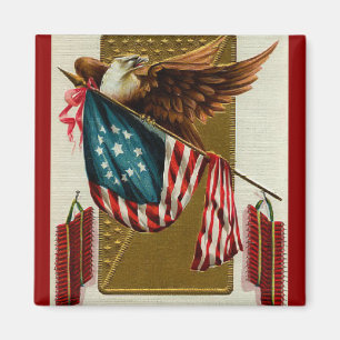 Íman Vintage Eagle e ímã quadrado da bandeira