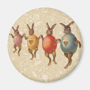 Íman Vintage Easter Bunnies dança com fantasias de ovos
