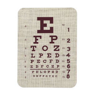 Íman Vintage Eye Chart em Burlap 