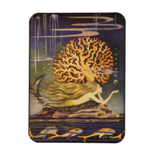 Íman Vintage Fairy Tale, Pequena Sereia no Oceano Coral