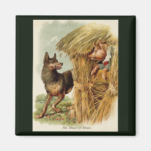 Íman Vintage Fairy Tale, Three Little Pigs and Wolf