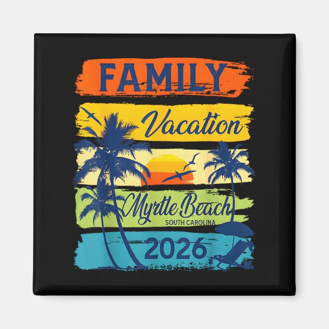 Íman Vintage Family Vacation Myrtle-beach 2026 Matching (Frente)