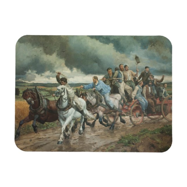 Íman Vintage Fire Engine (por Eugène Burnand) (Horizontal)