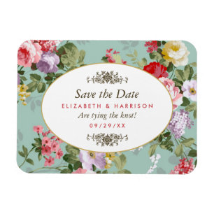 Íman Vintage Floral Garden Botanical Save The Date (Vin