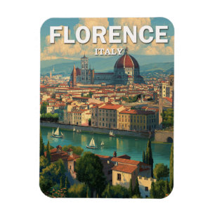 Íman Vintage Florence Itália Skyline Viagem