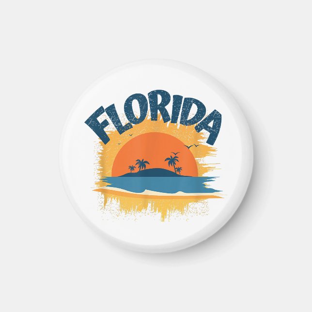 Íman Vintage Florida Retro Tee Design Sunshine (Frente)