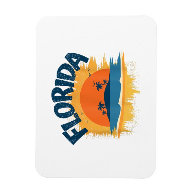 Íman Vintage Florida Retro Tee Design Sunshine (Vertical)