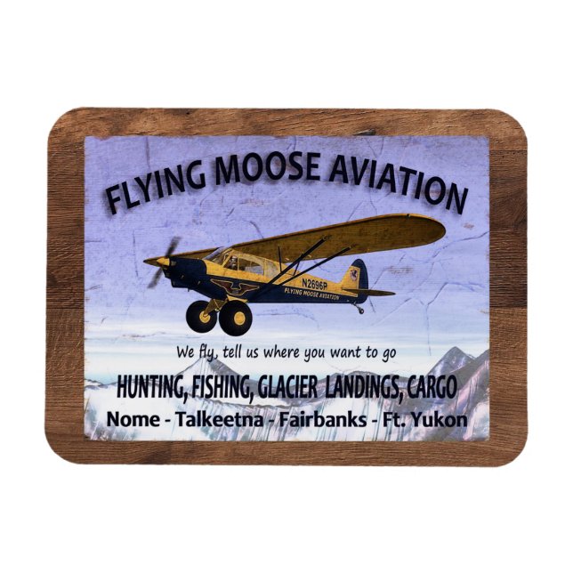 Íman Vintage Flying Moose Aviation Sign (Horizontal)