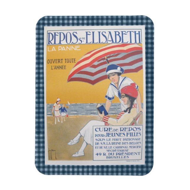 Íman Vintage French Beach Poster de viagens (Vertical)