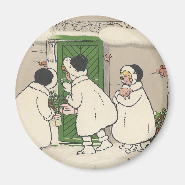 Íman Vintage French Gift Girls Christmas Magnet (Frente)
