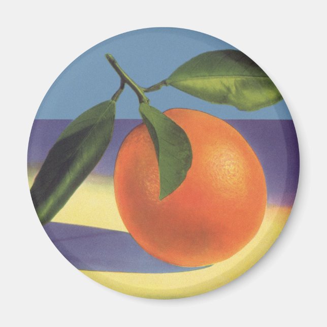 Íman Vintage Fruta Crate Label Art, Laranjas Juciosas (Frente)